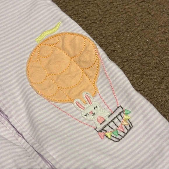 Lavender&White Striped Sleeper/Footie/Pajamas w Bunny - Picture 2 of 4